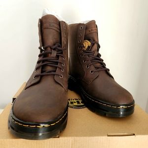 New in Box Dr. Martens Combs Crazy Horse Leather Gaucho Dark Brown Combat Boots